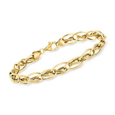 Ross-Simons 14kt Yellow Gold Oval and Double-Twist Link Bracelet