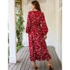 Fall Casual Dresses for Women Empire Waist V Neck Long Sleeve Maxi Ruffle Dress  Wedding Guest Dress - 2 of 4