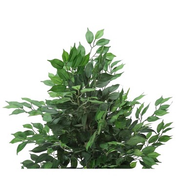 58" Tall Green Artificial Ficus Tree in Black Pot