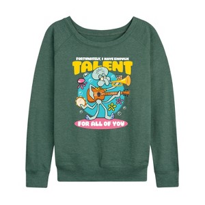 Women's - SpongeBob SquarePants - Squidward Enough Talent For All Of You Lightweight French Terry Wide Neck Long Sleeve Shirt - 1 of 4