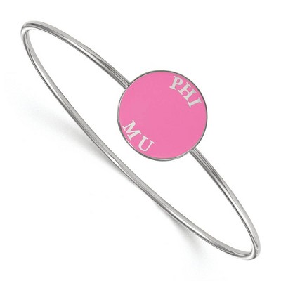 Black Bow Jewelry Sterling Silver Phi Mu Greek Life Bangle Bracelet 7 Inch