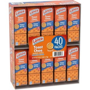Lance ToastChee Peanut Butter Crackers – 40 Individually Wrapped Snack Packs (6 Sandwich Crackers Each), Real PB, 5 g Protein, No Trans-Fat - 1 of 4