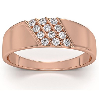 Pompeii3 1/5Ct Multi Row Men's Diamond Polished Ring in White, Yellow, or Rose Gold