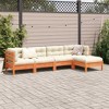 vidaXL 5 Piece Patio Sofa Set with Cushions Wax Brown Solid Wood Pine - Wax Brown - 3 of 4