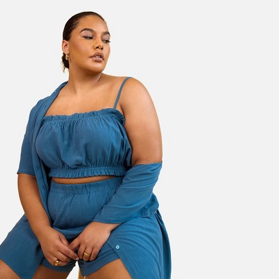 Rebdolls Women's Lilah Puff Sleeve Peasant Crop Top : Target