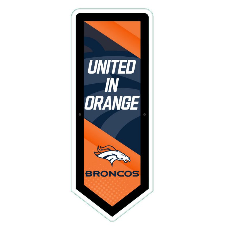 Evergreen Ultra-Thin Glazelight LED Wall Decor, Pennant, Denver Broncos- 9 x 23 Inches Made In USA, 1 of 7