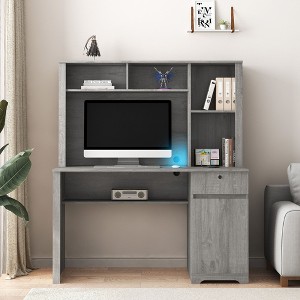 CENGHU Computer Desk with Hutch & Bookshelf, Executive Design for Teens and Home Office, Includes Drawers, AC Outlets, and USB Charging Ports - 1 of 4