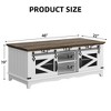 Modern Farmhouse Coffee Table with Storage 48''Living Room Table Large Cocktail Table with Sliding Barn Doors - 2 of 4
