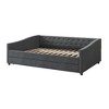 Twin/Full Size Upholstered Tufted Daybed with 2 Storage Drawers/Trundle and Button on Back and Piping on Waved Shape Arms, 4Q -ModernLuxe - 4 of 4