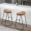 Royal Hampton Mango Wood Industrial Saddle Seat Iron Counter Height Stool, 24 Inch, Set of 2 - 2 of 4