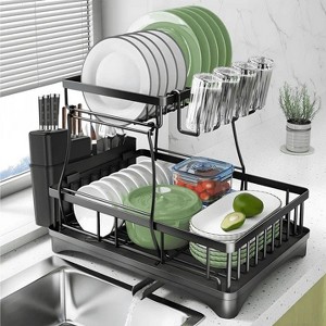 LunaLulinlk 2 Tier Dish Racks for Kitchen Counter, Dish Drying Rack with Dish Drainer, Drain Board with Drainage, Kitchen Organizers - 1 of 4