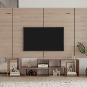 TV Stand, l Shaped Tv Stand With Open Shelves Console Table, Entertainment Center TV Console, Double L-Shaped TV Stand,brown - 1 of 4