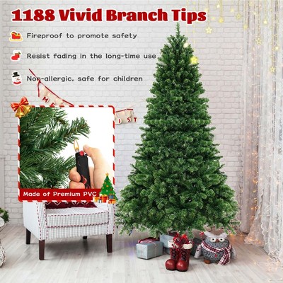 7-Foot Green PVC Christmas Tree with Warm White LED Lights
