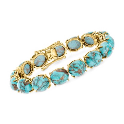 Ross-Simons Mohave Turquoise Bracelet in 18kt Gold Over Sterling