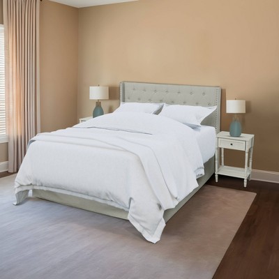 Billy Full Upholstered Panel Bed with Warm Gray Finish and Nightstands