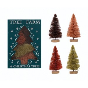 Storied Home Sisal Bottle Brush Trees with Wood Base, Set of 4, Multicolor - 1 of 2