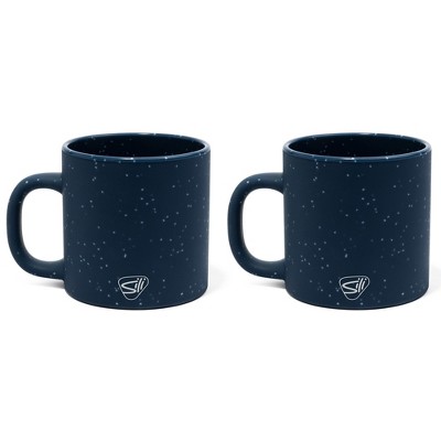 Silipint: 2 Pack 16oz Silicone Coffee Mug, Speckled Blue