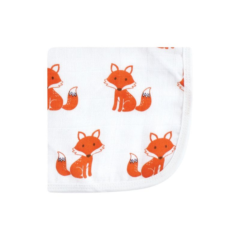 Hudson Baby Infant Boy Cotton Muslin Washcloths, Foxes, One Size, 3 of 6