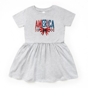 The Juniper Shop Coquette America Checkered Toddler Dress - 5/6T - Heather Grey - 1 of 4