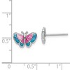 Black Bow Jewelry Pink and Blue Enameled Butterfly Post Earrings in Sterling Silver - image 2 of 3