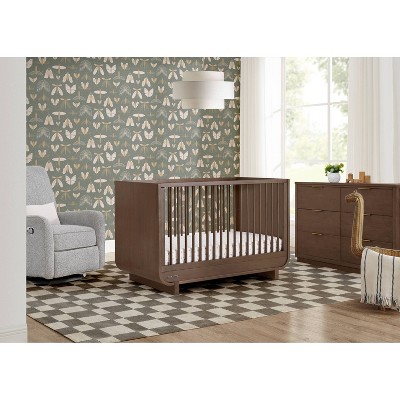 Teak Brown 4-in-1 Convertible Crib with Round Spindles