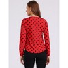 Allegra K Women's 1950s Vintage Ruffle Neck Long Sleeve Dots Chiffon Blouse - 4 of 4