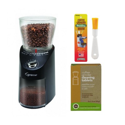 Capresso 570.01 Infinity Plus Commercial Grade Conical Burr Grinder Black Bundle