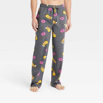 Men's Homer The Simpsons Donut Printed Pajama Pants - Charcoal Gray