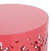 GlasFlength Patio End Tables 2 Pack, Metal Side Table, Round Accent Table with Weather Resistant, Garden Patio Furniture, Pink 13.75"*13.75"*18" - 2 of 3