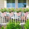 Aoodor 12'' Balcony Rattan Pattern Railing Planter Box with Drainage Holes and Adjustable Brackets for Outdoor Garden Patio,Deck,Fence Set of 4 - 2 of 4