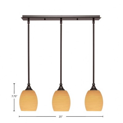 Toltec Lighting Any 3 - Light Chandelier in  Dark Granite with 5" Cayenne Linen Shade