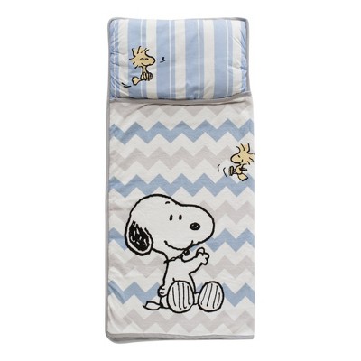 Lambs & Ivy My Little Snoopy™ Blue/Gray/White Chevron Toddler Nap Mat