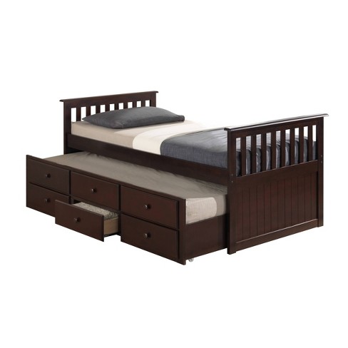 Twin Lagoon Captains Bed With Trundle, Twin Captain Bed With Storage And Trundle