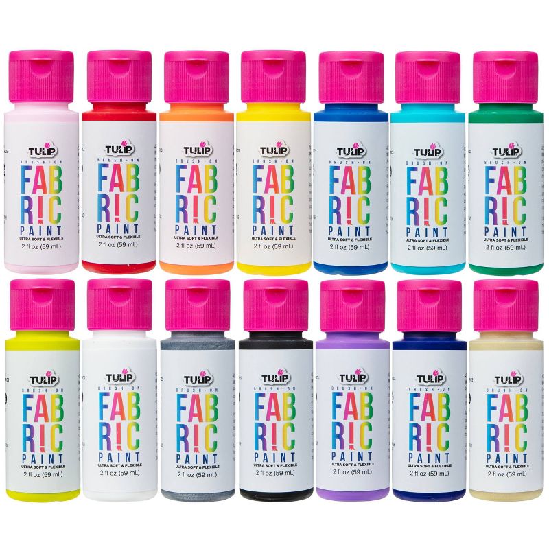 Tulip Color 14pk 2oz  Brush-On Fabric Paint Kit Rainbow, 2 of 5