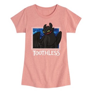 Girls' - How to Train Your Dragon - Toothless Stars Fitted Short Sleeve Graphic T-Shirt - 1 of 4