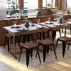 Emma and Oliver Set of Four Table Height Backless Stacking Welded Iron Stools with Wooden Seats and Under Seat Bracing for Indoor Use - 2 of 4