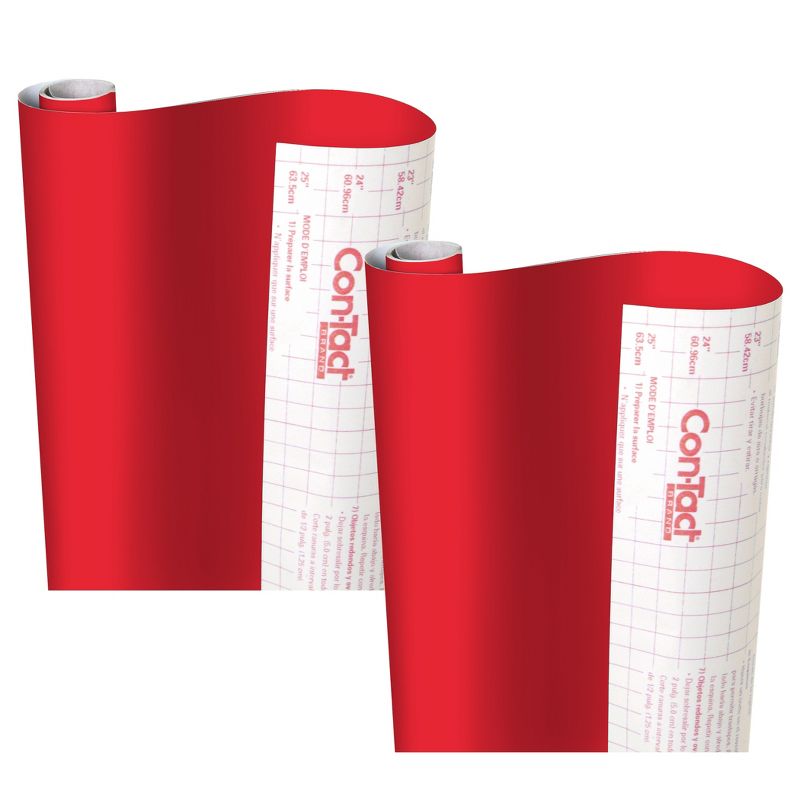 Con-Tact® Brand Creative Covering™ Adhesive Covering, Red, 18" x 16 ft, 2 Rolls, 1 of 4