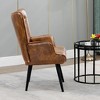 Furniliving Modern Accent Armhair, Faux Leather Tufted Button Wingback Chair with Arms for Home Office/Living Room/Bedroom - 3 of 4