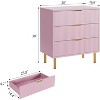 GAOMON Pink Dresser, Modern 3 Drawer Dresser for Bedroom with Gold Handle and Large Drawer, Wood Double Chest of Drawers - 2 of 4