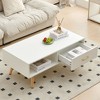 KTMBDW Coffee Table 41" Mid Century Modern Center Table with Drawer, Fluted Living Room Table with Storage, Open Shelf Coffee Table - 2 of 4