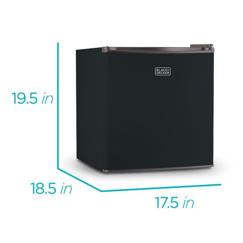 BLACK+DECKER Compact Refrigerator 1.7 Cu. Ft. with Door Storage, Black, 3 of 8