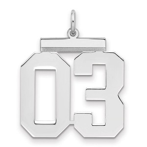 Black Bow Jewelry Sterling Silver, Athletic Collection, Large Polished Number 03 Pendant - 1 of 3