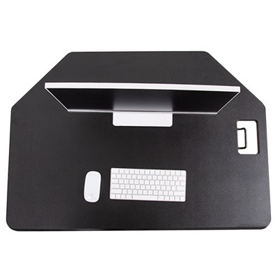 Black Steel 42" Standing Desk Converter with Pneumatic Lift