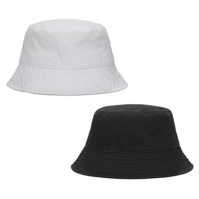 2-pack Black & White Washed 100% Cotton Bucket Hat Everyday