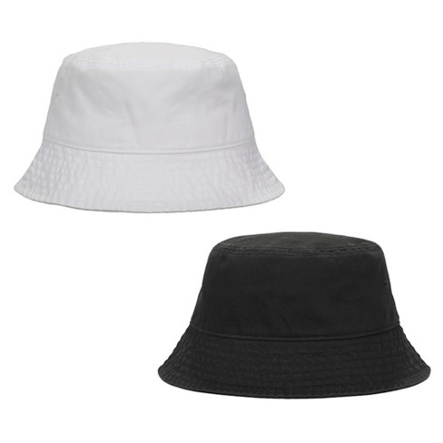 2-pack Black & White Washed 100% Cotton Bucket Hat Everyday Cotton ...