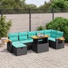 vidaXL 8 Piece Patio Sofa Set with Cushions Black Poly Rattan - Black without storage - 2 of 4