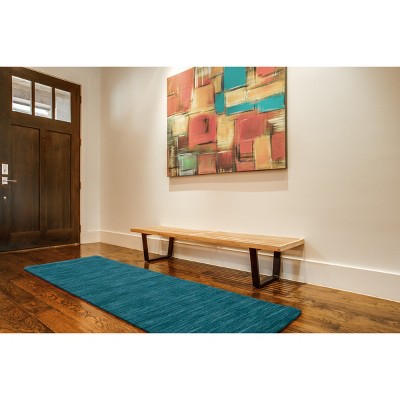 Teal Hand-Loomed Wool Runner Rug 2'6" x 8'