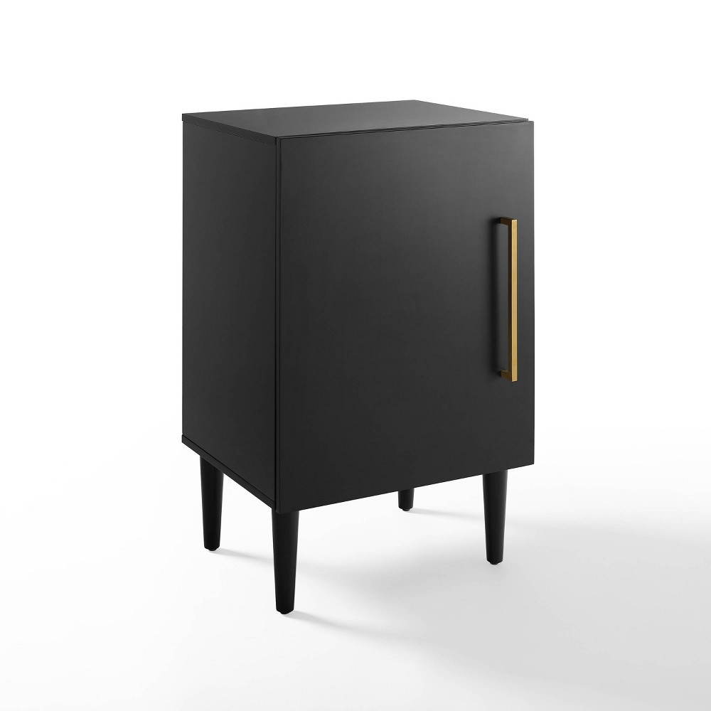 Crosley Everett Record Player Stand Matte Black: Mid-Century Modern Vinyl Storage, Turntable Shelf