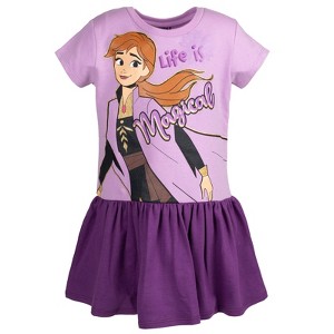 Disney Frozen Elsa Anna Moana Princess Rapunzel Jasmine Belle Girls French Terry Dress Toddler - 1 of 4