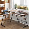 Tangkula L-shaped Computer Corner Desk 51” Reversible Office w/Power Outlet USB Ports Monitor Stand Keyboard Tray Gaming Desk with Hook - 3 of 4